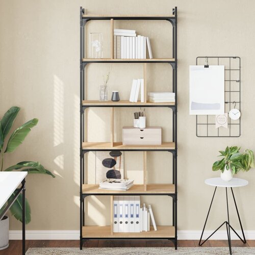 vidaXL Knjižna omara 6-nadstropna sonoma hrast 76x32x192 cm inž. les Cene