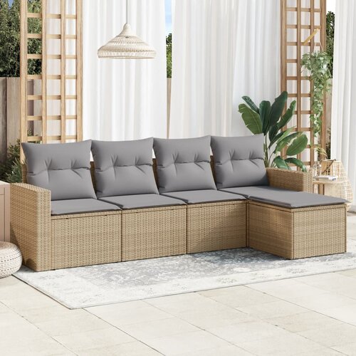 VidaXL 5-dijelni vrtni set sofa s jastucima bež od poliratana Slike