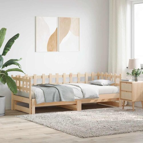  Dnevni ležaj na izvlačenje 2 x (90 x 200) cm masivna borovina Smeđa 90 x 200 cm Cijene