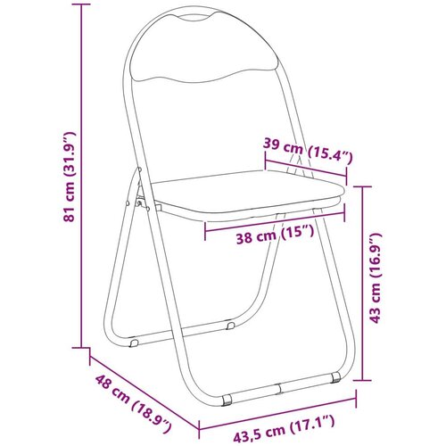  Sklopiva stolica 2 pcs Crna 48 x 43 5 x 81 cm Lažna koža - Crna 2 Slike