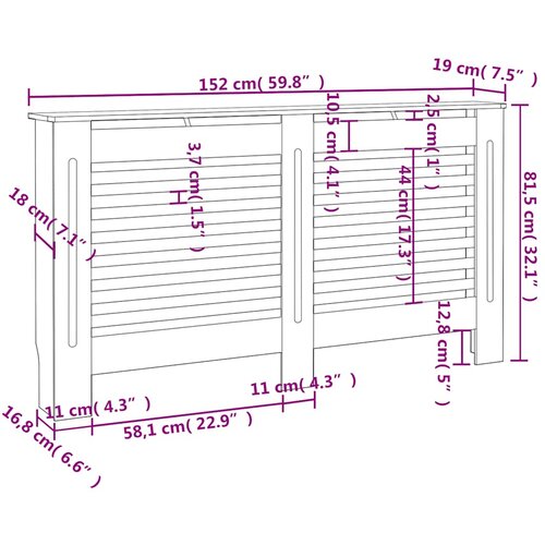  Pokrov za radijator 152 x 19 x 81,5 cm MDF Slike