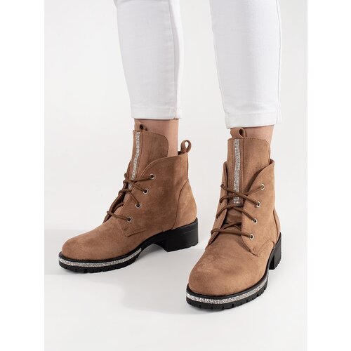 Shelvt Beige lace-up ankle boots Cene