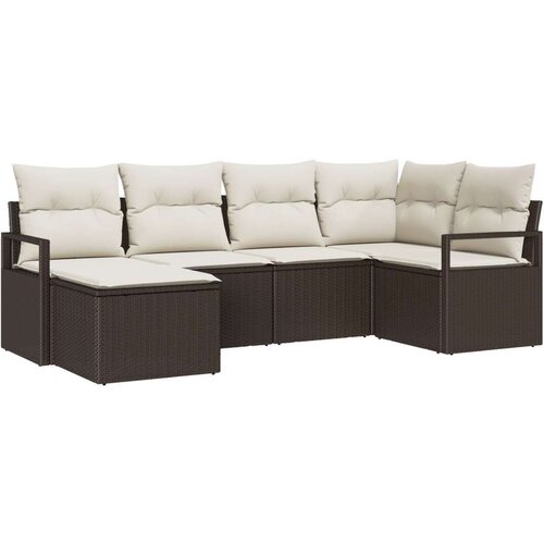  Set vrtnih sofe od 6 dijelova s jastučićima smeđi poli ratan dvostruka vrtna sofa s pohranom i jastučićima smeđi poli ratan Slike