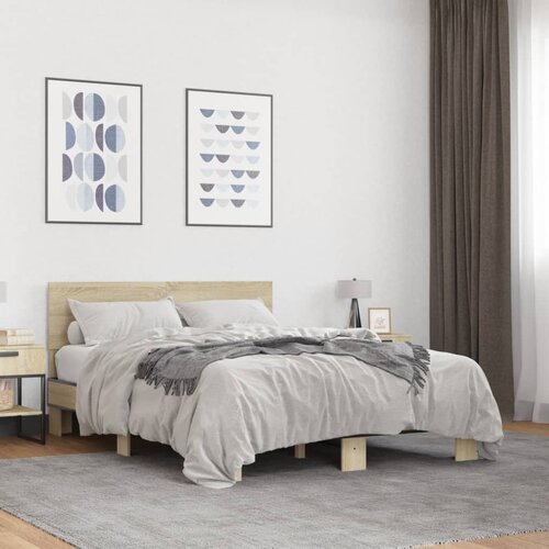 Furnova Posteljni okvir sonoma hrast 140x200 cm inž. les in kovina, (21940940) Slike