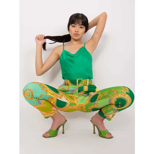 Fashion Hunters Green and yellow fabric trousers