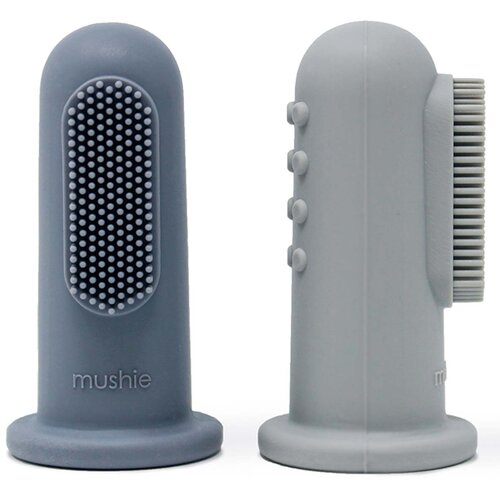 Mushie Finger Toothbrush otroška zobna ščetka za na prst Tradewinds/Stone 2 kos Cene