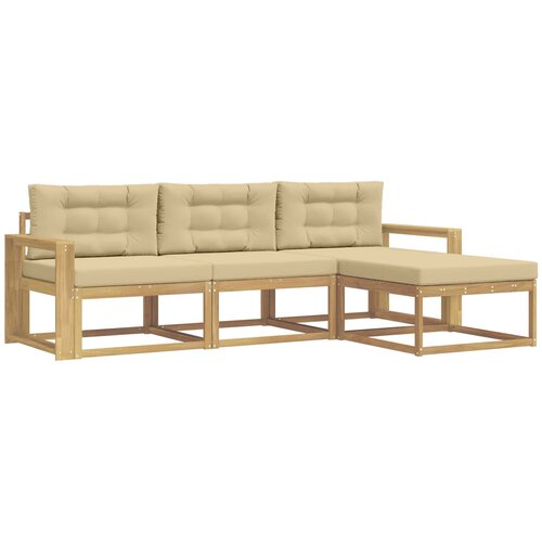 vidaXL Zunanja garnitura za sedenje 4 pcs Bela in bež Poliester, (5000281402) Cene