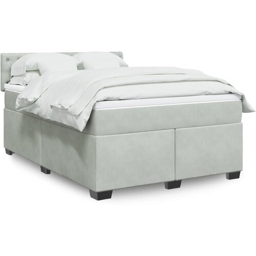 vidaXL Box spring postelja z vzmetnico svetlo siva 160x200 cm žamet Cene