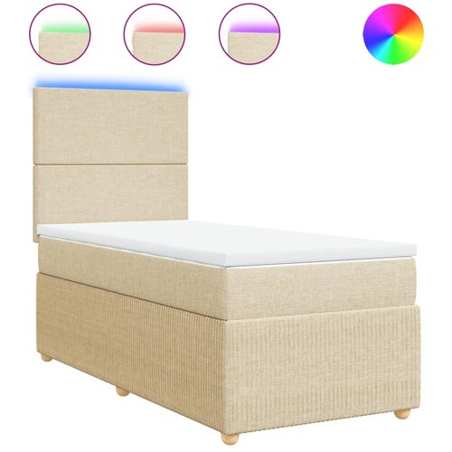 vidaXL Box spring postelja z vzmetnico krem 100x200 cm blago, (21305677) Cene