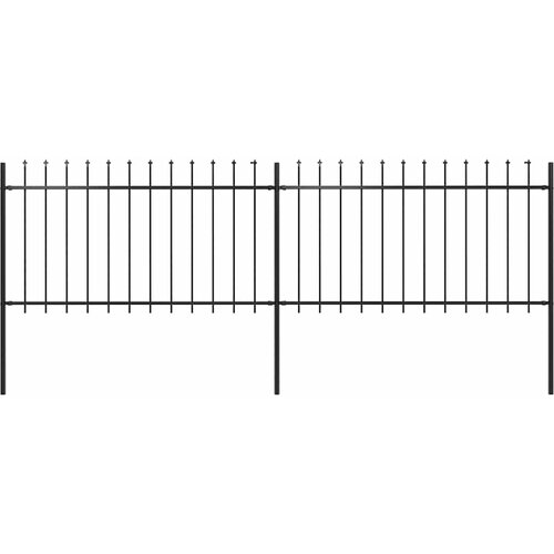  Vrtna ograda s vrhom koplja Čelik 359x100 cm Crna Cene