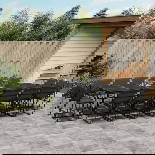 vidaXL 15dijelni vrtni blagovaonski set s jastucima crni od tekstilena Cene