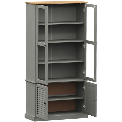  Vitrina sa staklom VIGO siva 85x35x170 cm od masivne borovine Slike