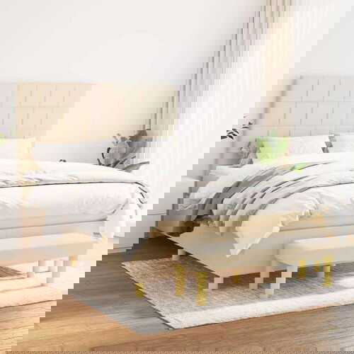  Krevet s oprugama i madracem krem 140x200 cm od tkanine Cijene