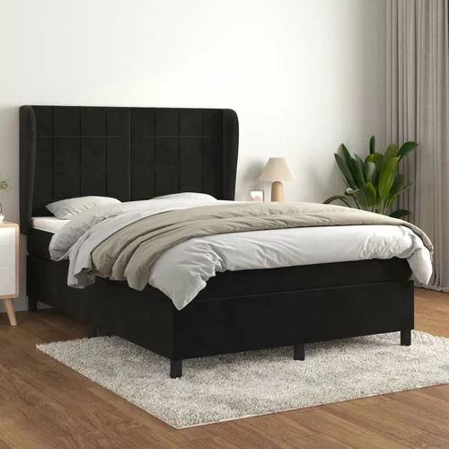  Box spring posteljni z vzmetnico črn 140x190 cm žamet, (20896143)