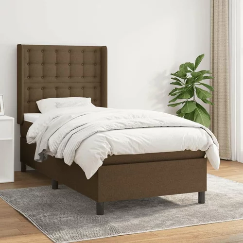  Box spring postelja z vzmetnico temno rjav 90x190 cm blago, (20901439)