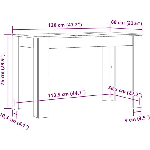  Blagovaonski stol boja betona 120x60x76 cm konstruirano drvo Slike