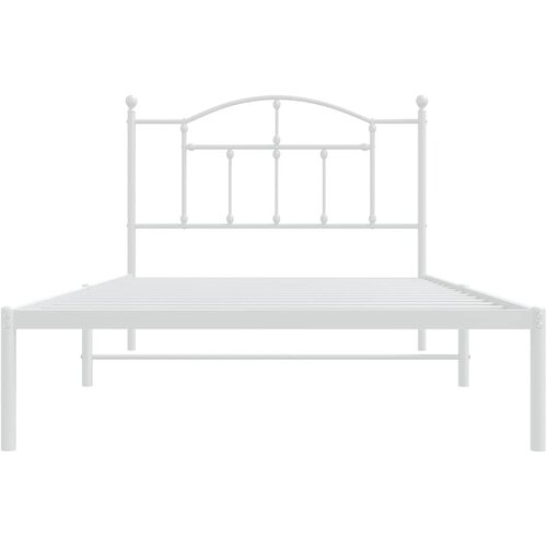  Metalni okvir za krevet s uzglavljem bijeli 107x203 cm Slike