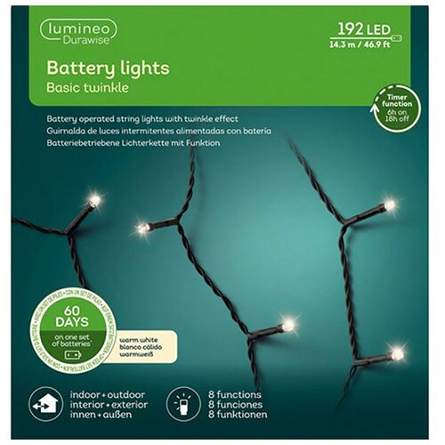 Lumineo Led novogodišnje lampice baterija 8 funkcija topla bela L1430cm 497161 Cene