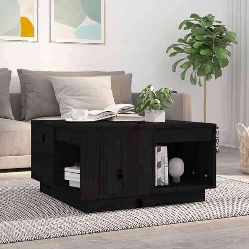The Living Store Klubska mizica črna 60x61x32,5 cm trdna borovina - Klubska Mizica, (21574272) Slike