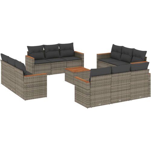  13-dijelni set vrtnih sofa od poliratana s jastucima sivi Slike