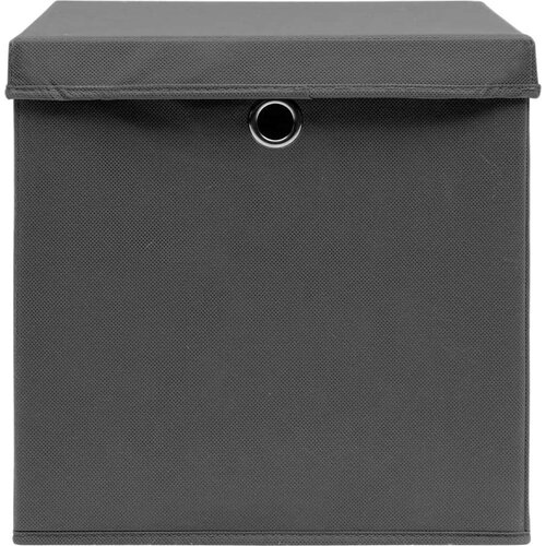 VidaXL Kutije za pohranu s poklopcima 10 kom sive 32x32x32 cm tkanina Slike