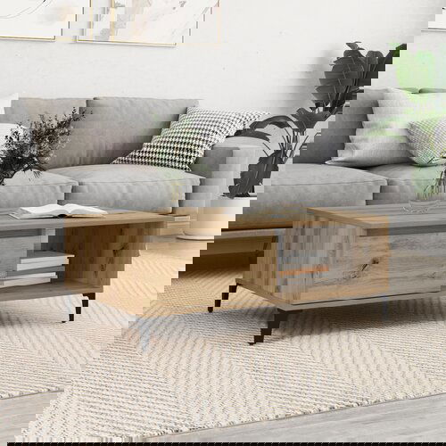 VidaXL Klubska miza artisan hrast 90 x 60 x 35 cm Konstruiran les Slike