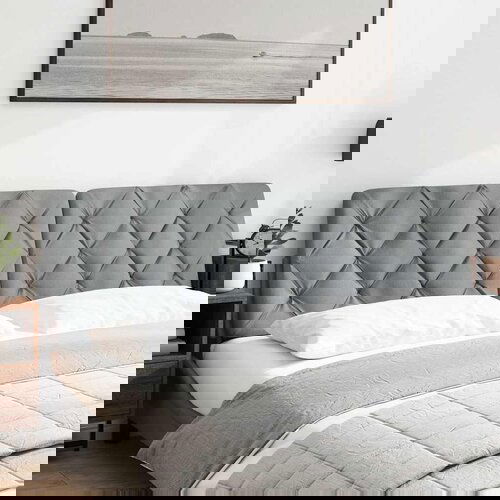Maison Chic posteljno vzglavje - vzglavna omarica - vzglavna stranica svetlo siva 180 cm blago, (21704326) Cene