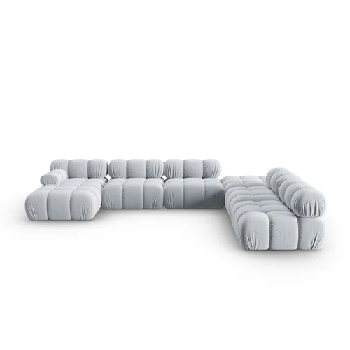 Micadoni Home Svijetlo plava baršunasta sofa 379 cm Bellis –