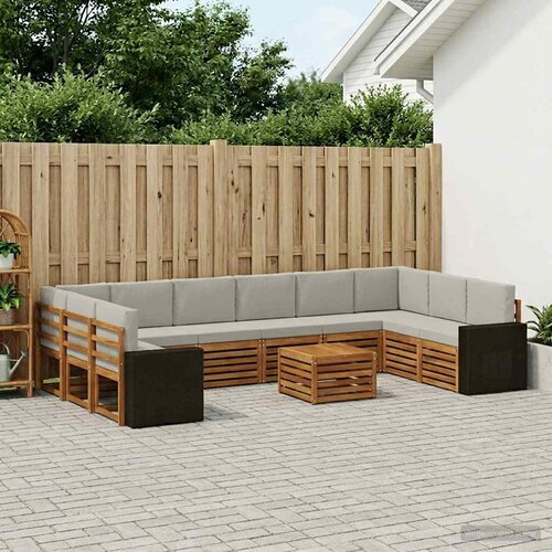  Set vanjskih sofa 11 pcs Prirodna i svjetlosiva Poliester Cene