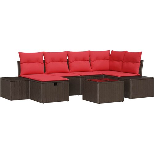 vidaXL Vrtna sedežna garnitura 7 pcs Rjava 55 x 62 x 69 cm Poly ratan, (5000020485) Cene