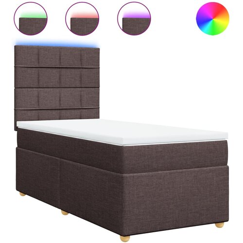 vidaXL Box spring postelja z vzmetnico temno rjava 90x200 cm blago, (21291646) Cene