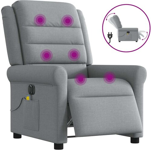 VidaXL Električni masažni naslonjač od tkanine svjetlosivi Slike