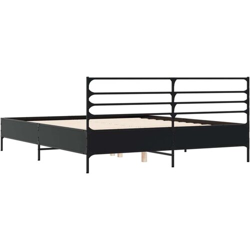  Okvir za krevet crni 150x200 cm konstruirano drvo i metal Slike