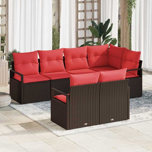  Sjedeća garnitura za vrt 7 kom. Smeđa i crvena poliratan 232 x 122 x 85 cm Cijene