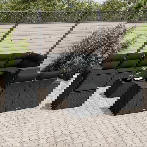 VidaXL 9-dijelni set vrtnih sofa s jastucima crni od poliratana Slike