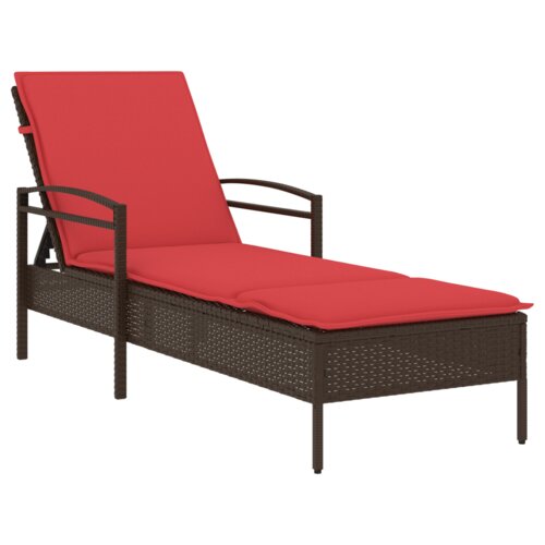 vidaXL ležalnik na soncu z blazino Rjava 63x200x81 cm Poli ratan Cene