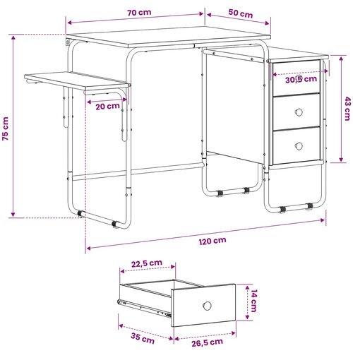  Stol s pohranom Crni hrast 120 x 50 x 75 cm Slike