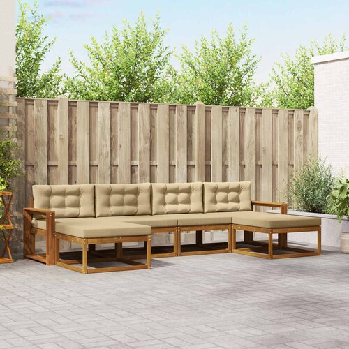  Set vanjskih sofa 6 kom. Prirodna i bež Smeđa 337 x 162,5 x 73 cm Slike