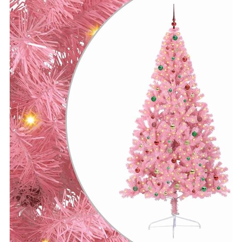 vidaXL Umjetna preddekorirana božićna jelka Roza 240 cm PVC Cene