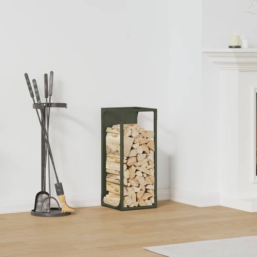 VidaXL Stalak za drva za ogrjev Maslinasto zelena 25x25x60 cm Slike