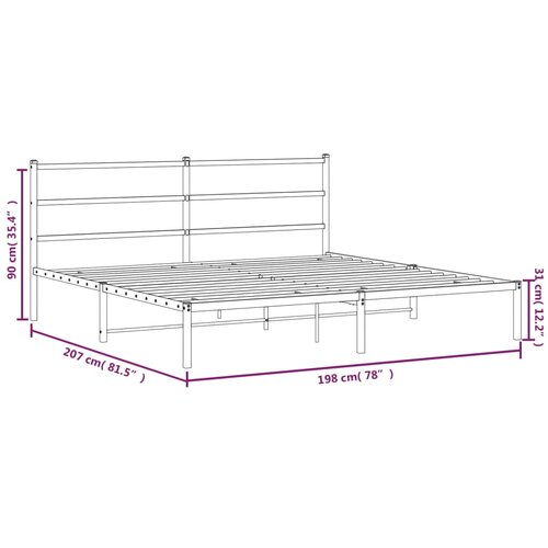  Metalni okvir za krevet s uzglavljem bijeli 193x203 cm Slike