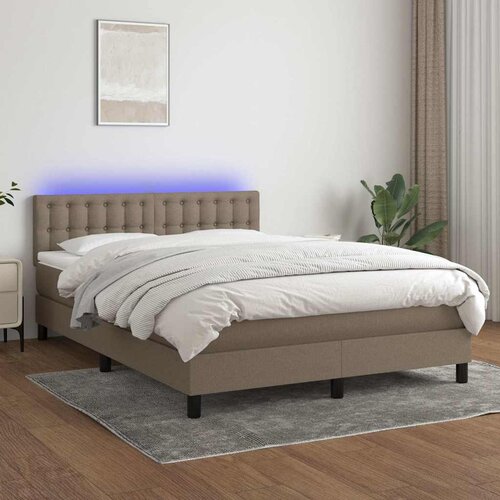  box spring s madracem LED smeđesivi 140x200 cm tkanina Cijene