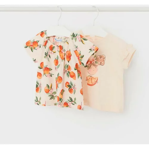 Mayoral Pamučna majica kratkih rukava za bebe 2-pack boja: narančasta