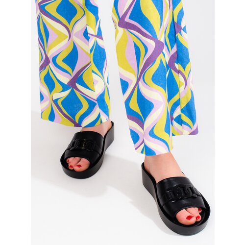 SHELOVET Black women&amp;#039;s slippers on the platform Slike