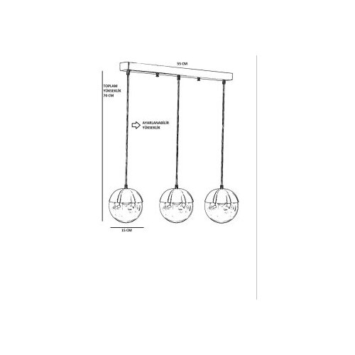 Opviq Küre 3 Lü Sıralı eskitme beyaz Camlı Sarkıt goldwhite chandelier Cene