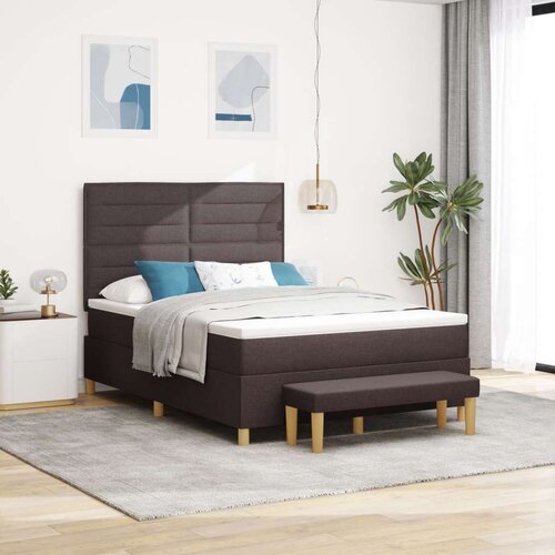  Vzmetnica za posteljo z vzmetnico in klopjo temno rjava 140x200 cm tkanina, (22083190) Slike