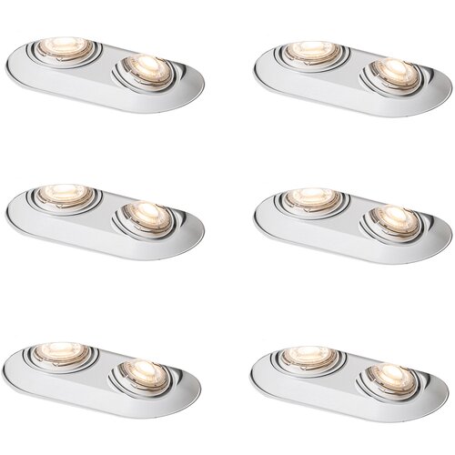 QAZQA Komplet 6 okroglih vgradnih reflektorjev belih GU10 50 mm 2-luči - Hubs Slike