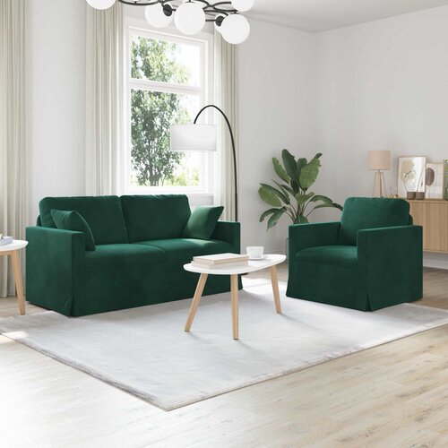  Set sofe 2 pcs Tamnozelena 158 x 78 x 80 cm Baršun Cene