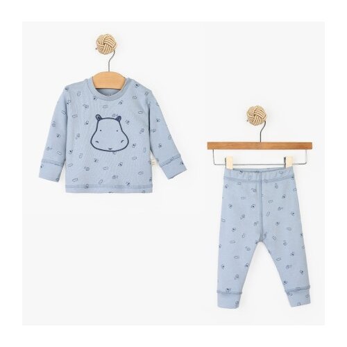 Just kiddin baby otroška pižama z dolgimi rokavi hippo blue Cene