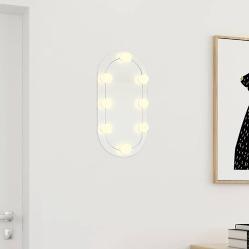  Ogledalo s LED svjetlima 40 x 20 cm stakleno ovalno Slike